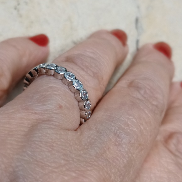 CZ diamond wedding Eternity Band Bezel set - Picture 3 of 3